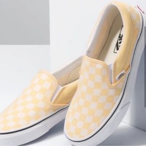 pastel yellow checkered vans